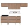 Cozinha Compacta com Pia Inox 6 peças Calábria Multimóveis MP3230 Madeirado - 1