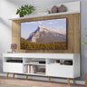 Rack com Painel TV 65 Polegadas Madri Multimóveis Branco/Rustic com Prateleira e Pés Retrô Natural - 1