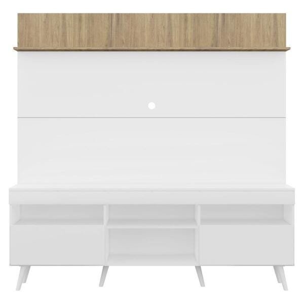 Rack com Painel TV 65 Polegadas Madri Multimóveis Branco/Rustic com Prateleira e Pés Retrô Branco - 6
