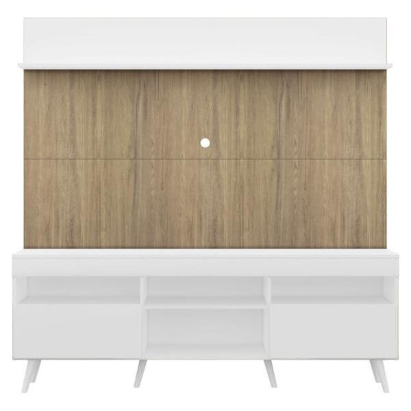Rack com Painel TV 65 Polegadas Madri Multimóveis Branco/Rustic com Prateleira e Pés Retrô Branco - 6