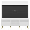 Rack com Painel TV 65 Polegadas Madri Multimóveis Branco/Preto com Prateleira e Pés Retrô Natural - 6