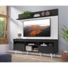 Rack com Painel TV 65 Polegadas Madri Multimóveis Preto/Branco com Prateleira e Pés Retrô Branco - 7