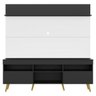 Rack com Painel TV 65 Polegadas Madri Multimóveis Preto/Branco com Prateleira e Pés Retrô Natural - 6
