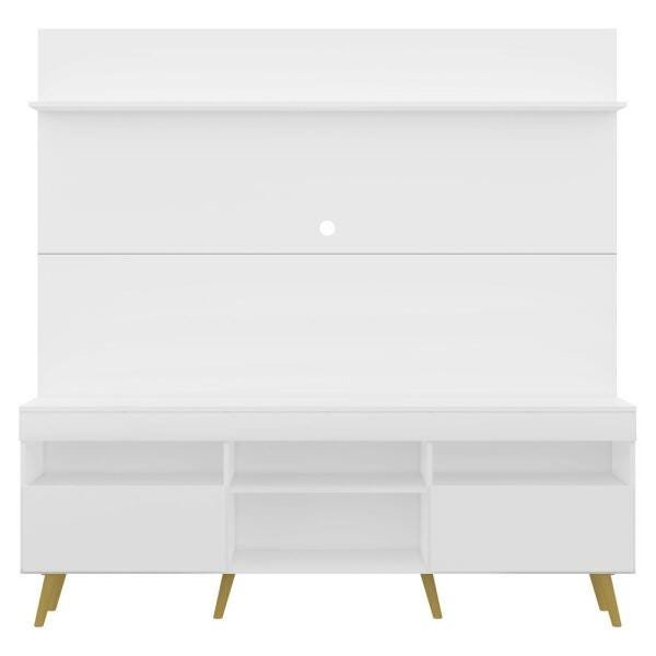 Rack com Painel TV 65 Polegadas Madri Multimóveis Pés Retrô e Prateleira Branco/Natural - 6