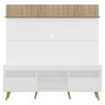 Rack com Painel TV 65 Polegadas Madri Multimóveis Branco/Rustic com Prateleira e Pés Retrô Natural - 6