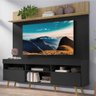 Rack com Painel TV 65 Polegadas Madri Multimóveis Preto/Rustic com Prateleira e Pés Retrô Natural - 1
