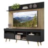 Rack com Painel TV 65 Polegadas Madri Multimóveis Preto/Rustic com Prateleira e Pés Retrô Natural - 2