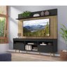 Rack com Painel TV 65 Polegadas Madri Multimóveis Preto/Rustic com Prateleira e Pés Retrô Natural - 7