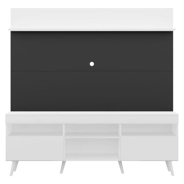 Rack com Painel e Suporte para TV até 65 Polegadas Madri Multimóveis Branco/Preto com Prateleira e P - 6