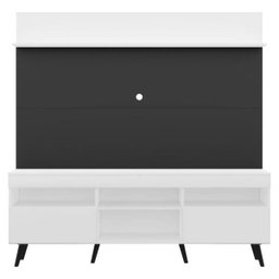 Rack com Painel e Suporte para TV até 65 Polegadas Madri Multimóveis Branco/Preto com Prateleira e P - 6
