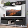 Rack com Painel e Suporte para TV até 65 Polegadas Madri Multimóveis Preto/Branco com Prateleira e P - 1