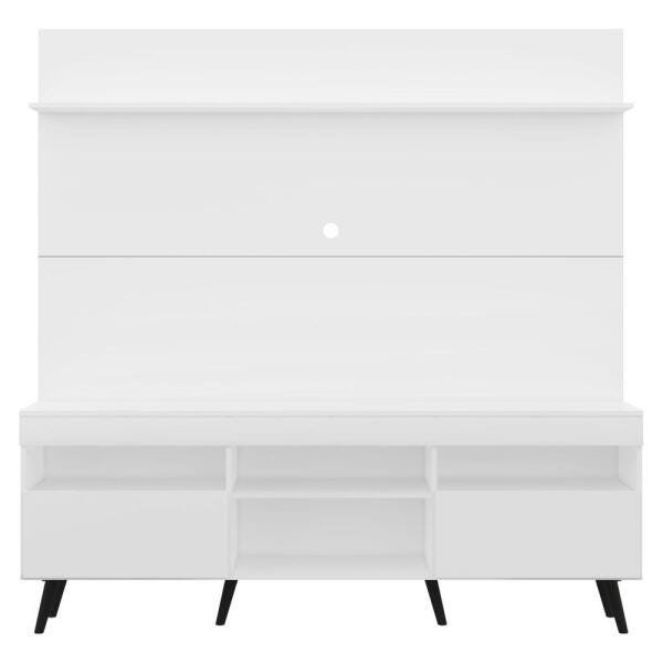 Rack com Painel e Suporte TV 65 Polegadas Madri Multimóveis Pés Retrô e Prateleira Branco/Preto - 6