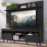 Rack com Painel e Suporte para TV até 65 Polegadas Madri Multimóveis Pés Retrô e Prateleira Preto - 1