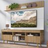 Rack com Painel Tv 65 Polegadas Madri Multimóveis Rustic/Branco com Prateleira e Pés Retrô Natural - 1