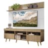 Rack com Painel Tv 65 Polegadas Madri Multimóveis Rustic/Branco com Prateleira e Pés Retrô Natural - 2