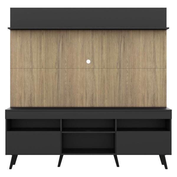 Rack com Painel TV 65 Polegadas Madri Multimóveis Preto/Rustic com Prateleira e Pés Retrô Preto - 6