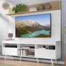 Rack com Painel e Suporte para TV até 65 Polegadas Madri Multimóveis Branco/Rustic com Prateleira e - 1