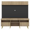 Rack com Painel Tv 65 Polegadas Madri Multimóveis Rustic/Preto com Prateleira e Pés Retrô Natural - 6