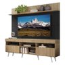 Rack com Painel Tv 65 Polegadas Madri Multimóveis Rustic/Preto com Prateleira e Pés Retrô Branco - 2
