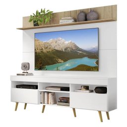 Rack com Painel e Suporte para TV até 65 Polegadas Madri Multimóveis Branco/Rustic com Prateleira e - 2
