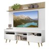 Rack com Painel e Suporte para TV até 65 Polegadas Madri Multimóveis Branco/Rustic com Prateleira e - 2