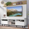 Rack com Painel e Suporte para TV até 65 Polegadas Madri Multimóveis Branco/Rustic com Prateleira e - 1