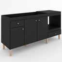 Ver imagem 7 de Balcão de Cozinha para Pia 3 Portas 2 Gavetas Espaço para Forno e Cooktop Itália - Panorama Móveis