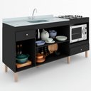 Ver imagem 3 de Balcão de Cozinha para Pia 3 Portas 2 Gavetas Espaço para Forno e Cooktop Itália - Panorama Móveis