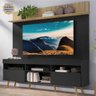 Rack com Painel e Suporte para TV até 65 Polegadas Madri Multimóveis Preto/Rustic com Prateleira e P - 1