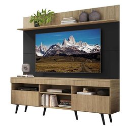 Rack com Painel e Suporte para Tv Até 65 Polegadas Madri Multimóveis Rustic/Preto com Prateleira e P - 2