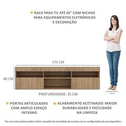 Rack para TV 65 Polegadas com 2 Portas Paris Multimóveis Rustic - 3