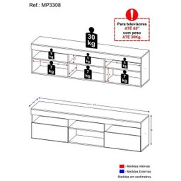 Rack para TV 65 Polegadas com 2 Portas Paris Multimóveis Rustic - 4