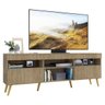 Rack para TV 65 Polegadas com Pés Retrô e 2 Portas Paris Multimóveis Rustic/Natural - 2