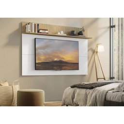 Painel TV 65 Polegadas com Prateleira Amsterdã Plus Multimóveis Branco/Rustic - 7