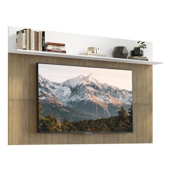 Painel Tv 65 Polegadas com Prateleira Amsterdã Plus Multimóveis Rustic/Branco - 2