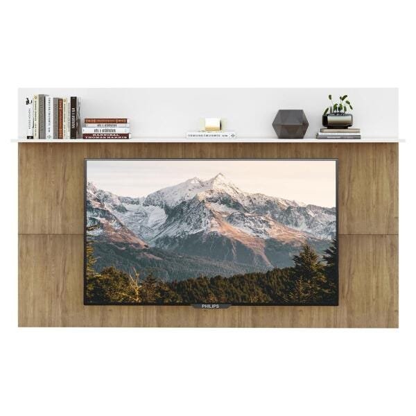 Painel com Suporte Tv 65 Polegadas e Prateleira Amsterdã Plus Multimóveis Rustic/Branco - 5