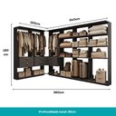Ver imagem 4 de Guarda-Roupas Closet Modulado Alasca 360cm 6 Peças com 6 Gavetas e Cabideiros Preto Touch Carraro