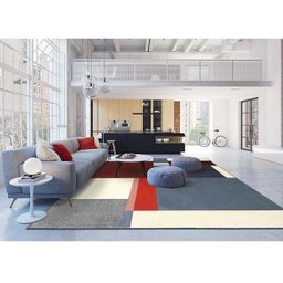 Tapete 2,50Mx3,50M Pixel N 04/33 Geométrico Azul/Vermelho/Natural São Carlos - 1