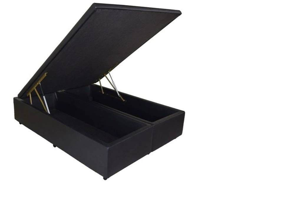 Cama Box Baú Bipartido Casal 1,38 X 1,88 X 0,40 Diversas Cores Master Box Design Premium Corino Pret - 4