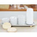 Ver imagem 4 de Kit Higiene Porcelana Bebê Poá Cinza Térmica Bandeja K114