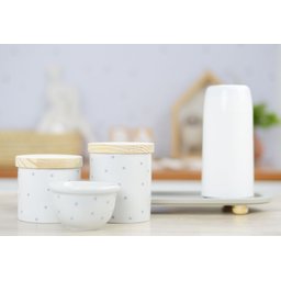 Kit Higiene Porcelana Bebê Poá Cinza Térmica Bandeja K114 - 14