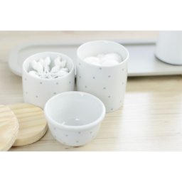 Kit Higiene Porcelana Bebê Poá Cinza Térmica Bandeja K114 - 3