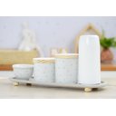 Ver mais imagens de Kit Higiene Porcelana Bebê Poá Cinza Térmica Bandeja K114