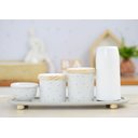 Ver imagem 7 de Kit Higiene Porcelana Bebê Poá Cinza Térmica Bandeja K114