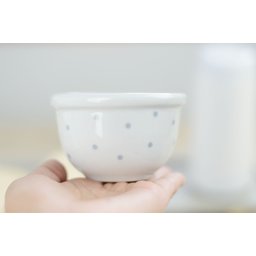 Kit Higiene Porcelana Bebê Poá Cinza Térmica Bandeja K114 - 2