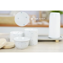 Kit Higiene Porcelana Bebê Poá Cinza Térmica Bandeja K114 - 6