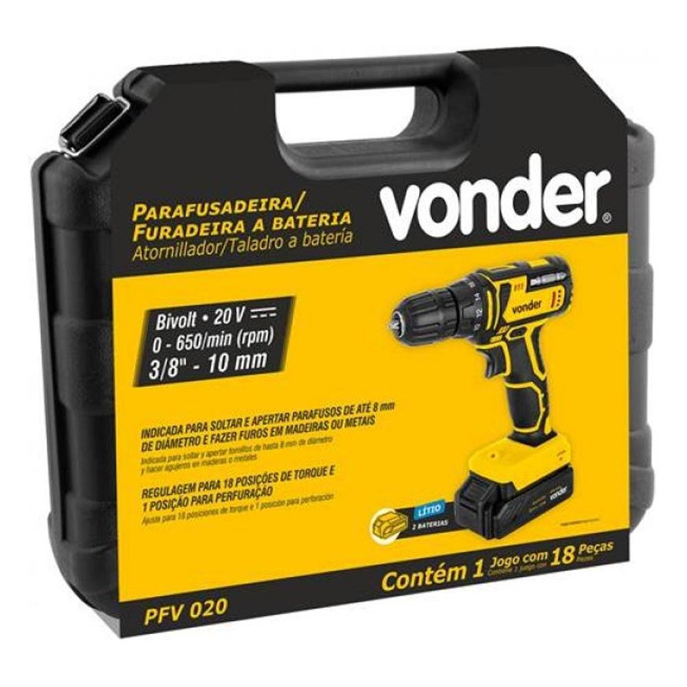 Parafusadeira/furadeira 20v C/ Impacto e Carregador - Vonder - 4