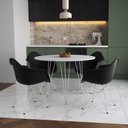 Ver imagem 1 de Mesa Jantar Redonda 110cm Branca Clips 3 Pés com 4 Poltronas Pretas Eames Eiffel Ferro Branco