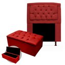Ver imagem 1 de Kit Cabeceira Geovana + Calçadeira Baú Mirage Solteiro 120cm Suede - Ecotec Decor:Vinho
