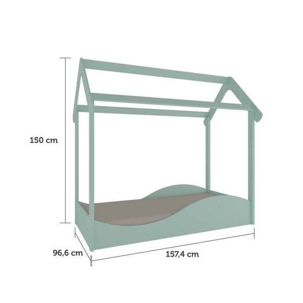 Mini Cama Montessoriana Infantil Montessoriana Uli Peroba Móveis - Verde Jade - 3